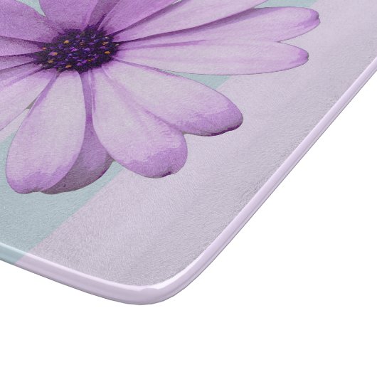 blue and purple striped daisy pattern schneidebrett (Ecke)