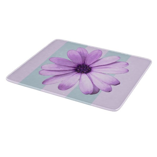 blue and purple striped daisy pattern schneidebrett (Ecke)