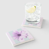 blue and purple striped daisy pattern steinuntersetzer (Seitenansicht)