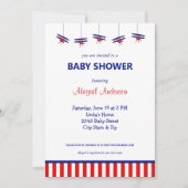 Blue and Red Airplane Stripe Baby Showdusche Invit Einladung (Vorderseite)