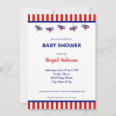 Blue and Red Airplane Striping Baby Shooter Einladung (Vorderseite)