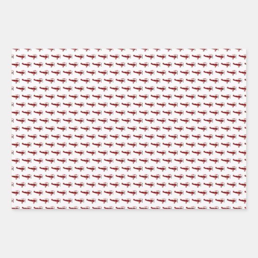 Blue and Red Airplanes Birthday Wrapping Paper She Geschenkpapier Set (Vorderseite)