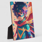 Blue and Red Anime Superhero Boy Fotoplatte (Seite)