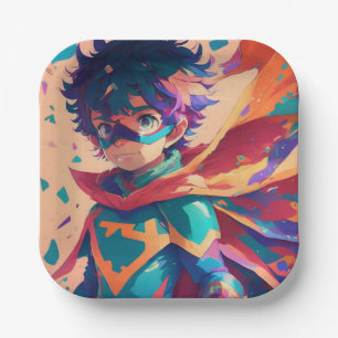 Blue and Red Anime Superhero Boy Pappteller