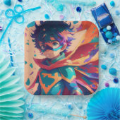 Blue and Red Anime Superhero Boy Pappteller (Party)