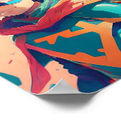 Blue and Red Anime Superhero Boy Poster (Ecke)