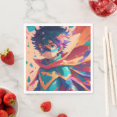 Blue and Red Anime Superhero Boy Serviette (Beispiel)