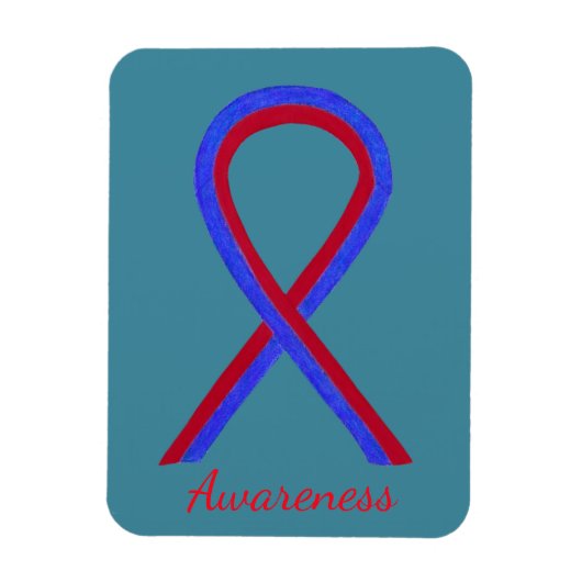 Blue and Red Awareness Ribbon Custom Art Magnet (Vertikal)