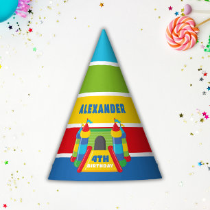 Blue and red Bounce House, play and sprung Partyhütchen