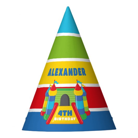 Blue and red Bounce House, play and sprung Partyhütchen (Vorderseite)