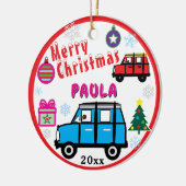 Blue and Red Cars PHOTO NAME Keramik Ornament (Links)