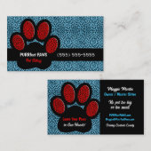 Blue and Red Cheetah Print Custom Paw Pet Sitter Visitenkarte (Vorne/Hinten)