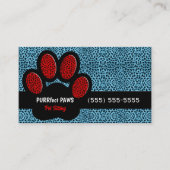 Blue and Red Cheetah Print Custom Paw Pet Sitter Visitenkarte (Vorderseite)