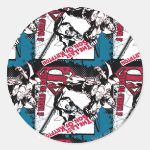Blue and Red Collage Runder Aufkleber
