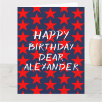 Blue and Red Happy Birthday Card
