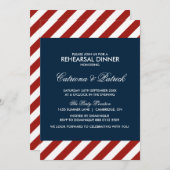 Blue and Red Nautical Probe Dinner Einladung (Vorne/Hinten)