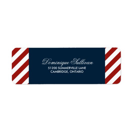 Blue and Red Nautical Wedding Address Label (Vorne)