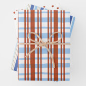 Blue and Red Plaid / Stripe Gift Wrap Geschenkpapier Set (Beispiel)