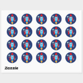 Blue and Red Rocket Outer Space Stickers (Blatt)