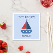 Blue and Red Sailboat Birthday Serviette (Beispiel)