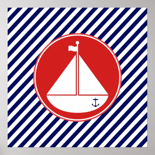 Blue and Red Sailboat Poster (Vorne)