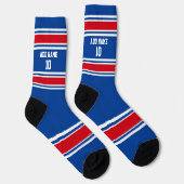 Blue and Red Sport Jersey - Name Number Socken (Rechts)