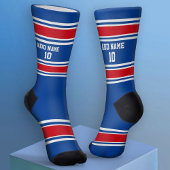 Blue and Red Sport Jersey - Name Number Socken