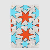 Blue and Red Star Print Golfhandtuch (Vorderseite)