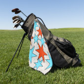 Blue and Red Star Print Golfhandtuch (Gras)