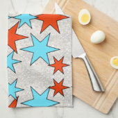 Blue and Red Star Print Handtuch (Viertel Falte)