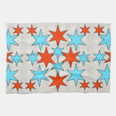 Blue and Red Star Print Handtuch (Horizontal)