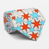 Blue and Red Star Print Krawatte (Gerollt)