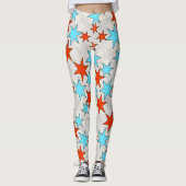Blue and Red Star Print Leggings (Vorderseite)