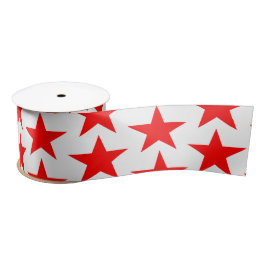 Blue and Red Stars Satin Ribbon Satinband