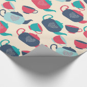 Blue and Red Teapopots and Tee Cups Geschenkpapier (Ecke)