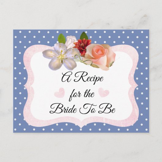 Blue and Rose Gold Blush Pink Rezept Card Postkarte (Vorderseite)