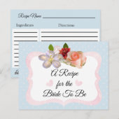 Blue and Rose Gold Blush Pink Rezept Card Postkarte (Vorne/Hinten)