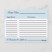 Blue and Rose Gold Blush Pink Rezept Card Postkarte (Rückseite)