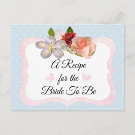 Blue and Rose Gold Blush Pink Rezept Card Postkarte