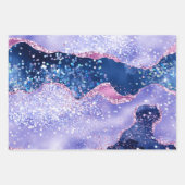 Blue and Rose Gold Glitzer Agate Geschenkpapier Set (Vorderseite 3)