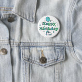 Blue and Sage Green Happy Birthday Button (Beispiel)