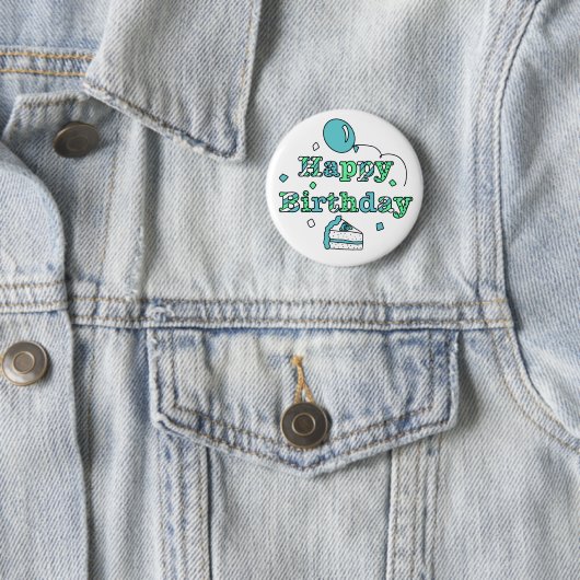 Blue and Sage Green Happy Birthday Button (Beispiel)