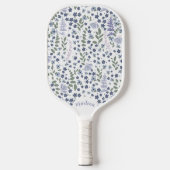 Blue and Sage Green Wildflower Pattern Pickleball Schläger (Vorderseite)