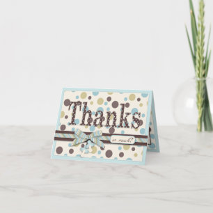 Blue and Sage Polka Dots Vielen Dank Baby Dusche Dankeskarte