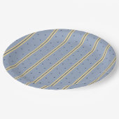 Blue and Sand Stripe Pappteller (Schrägansicht)
