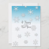 Blue and silber Snowflakes Foto Weihnachten Einladung (Rückseite)