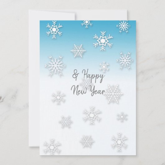 Blue and silber Snowflakes Foto Weihnachten Einladung (Rückseite)