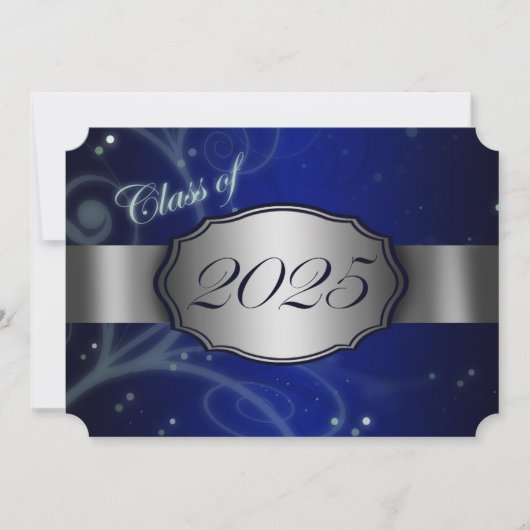 Blue and Silver 2025 Graduation Invitations Einladung (Vorderseite)