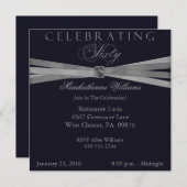 Blue and Silver 60. Geburtstagsparty Einladungen (Vorne/Hinten)