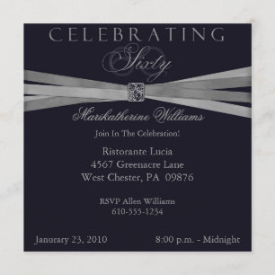 Blue and Silver 60. Geburtstagsparty Einladungen